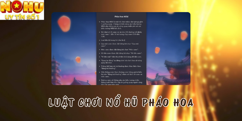 Luật chơi Nổ Hũ Pháo Hoa tại Nổ Hũ PG